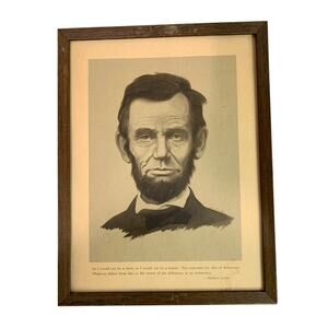 Vintage Abraham Lincoln Framed Print Slave Master Quote  12.75" x 9.75"